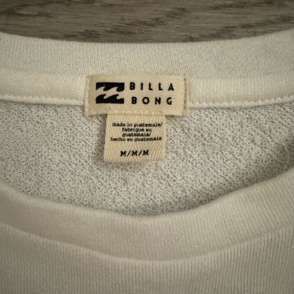 NWT Billabong White Cali Bear Sweatshirt Casual Summer Style Size M/10 - Picture 4 of 6